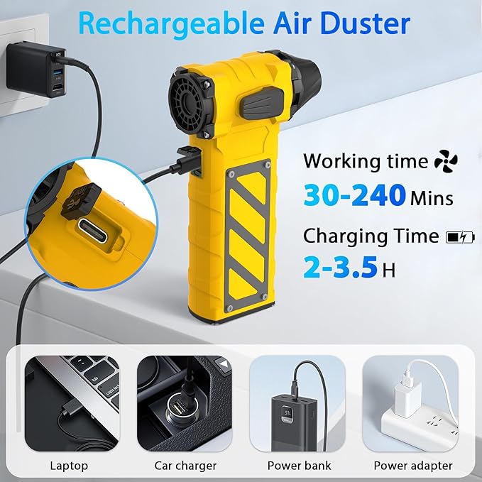 Electric Air Duster-Compressed Air Duster, 60mph Wind Stepless Speed Canned Air - Image 3