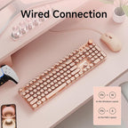 EWEADN Wired Typewriter Keyboard and Mouse Combo, Typewriter Style Mechanical - Image 5
