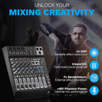 Professional 6-Channel Audio Mixer, Phenyx Pro DJ Sound Mixer Board w/Flexible - Image 4