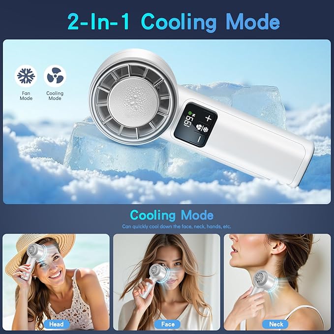 Handheld Turbo Fan with Ice Cooler, Rechargeable Personal Fans, 1-199 - Image 3