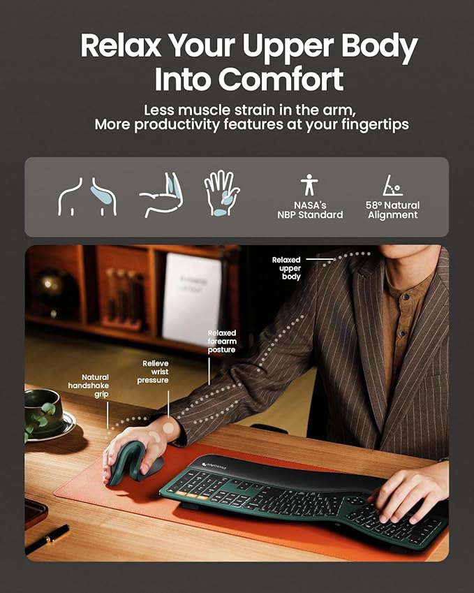 ProtoArc Ergonomic Vertical Mouse, EM11 NL Rechargeable Wireless Mouse Bluetooth - Image 4