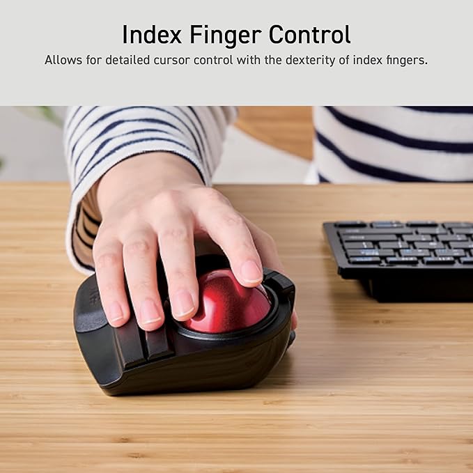 ELECOM HUGE Trackball, 2.4GHz Wireless USB, Index Finger Control, Customizable - Image 3