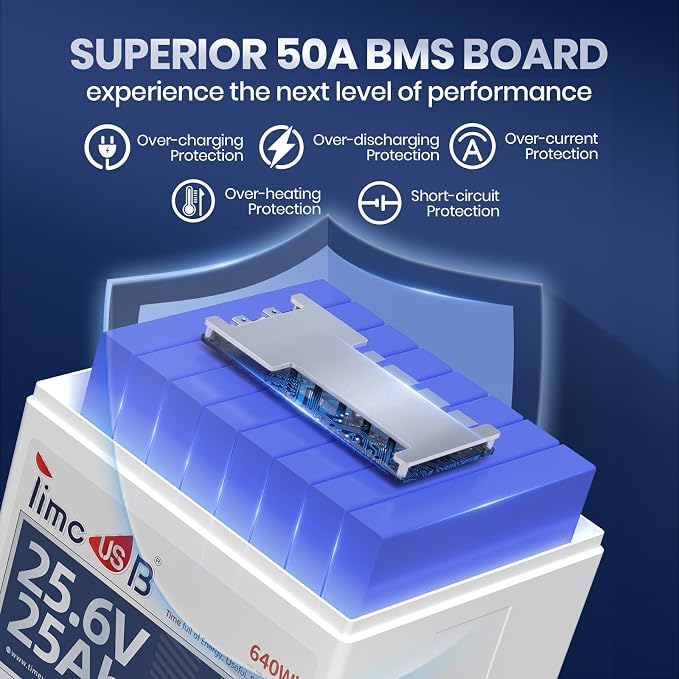 24V 25Ah LiFePO4 Battery, 2 Pack 2C High Discharge Rate Built-in 50A BMS 640Wh - Image 9