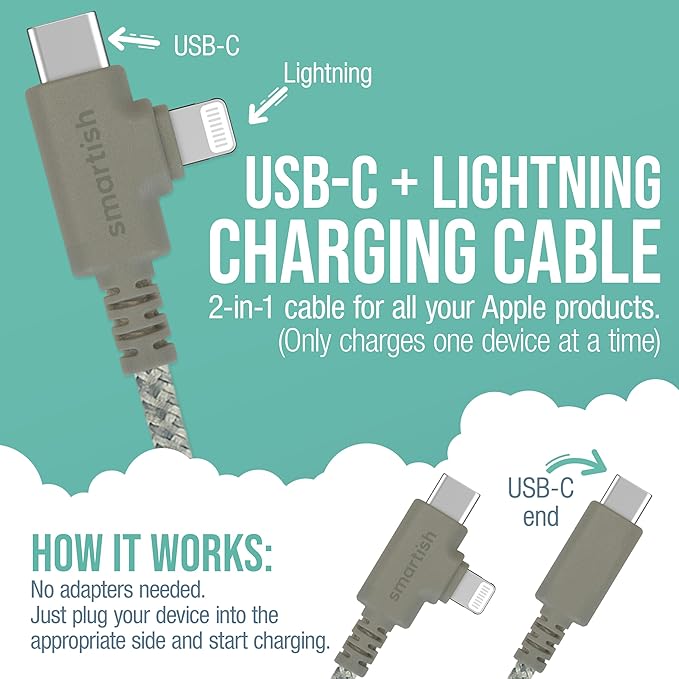 Smartish 2 in 1 USB C to USB C/Lightning Cable - Image 2