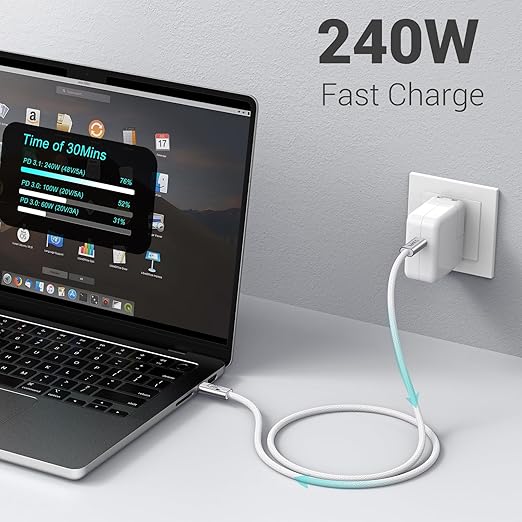 240W USB C Cable 6.6FT 2 Packs, USB4 Cable - Image 3