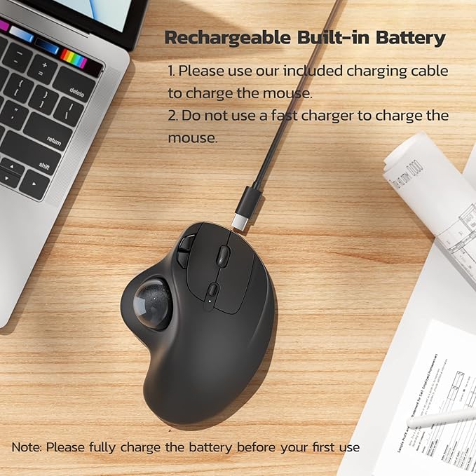Nulea M501 Wireless Trackball Mouse, Rechargeable Ergonomic, Easy Thumb Control - Image 5