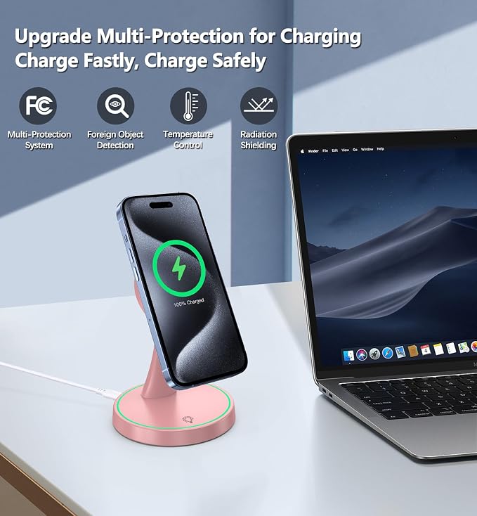Magnetic Wireless Charger Stand 15W Fast Mag-Safe Charger - Image 4