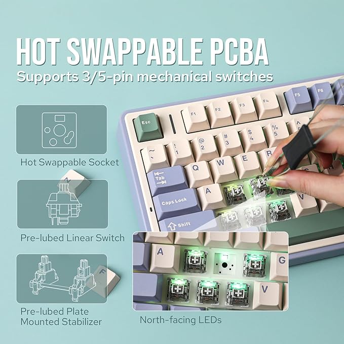 EPOMAKER x Aula F75 Gasket Mechanical Keyboard, 75% Wireless Hot Swappable - Image 4