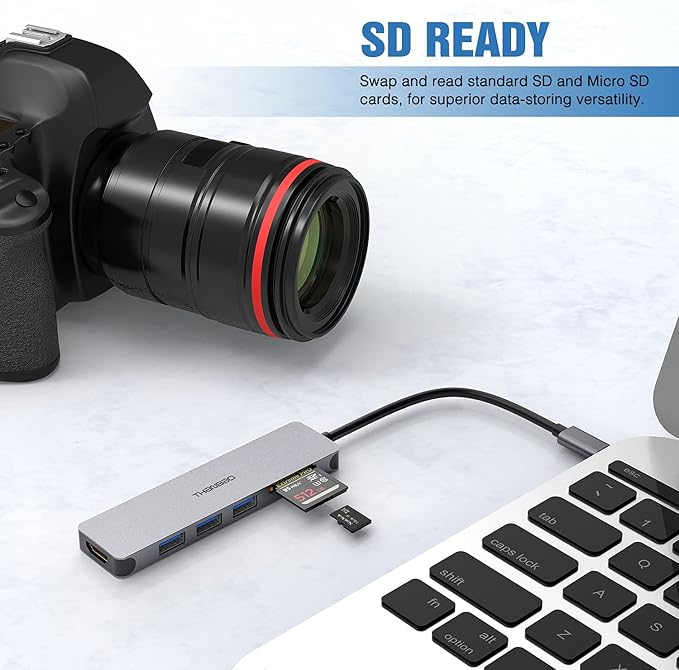 USB C Hub Multiport Adapter - 7 in 1 Portable Space Aluminum Dongle - Image 7