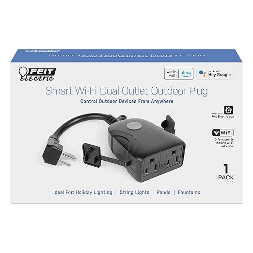 Feit Electric 120V 15A Smart Wifi Enabled Dual Outlet Wall Plug - Image 2