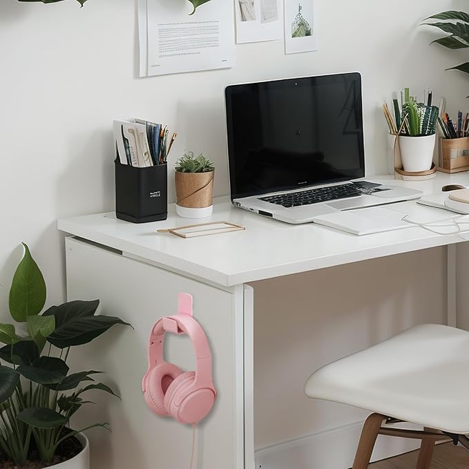 Weewooday 4 Pieces Headphone Hanger Holder Desk Adhesive Headphone Hook Wall - Image 5