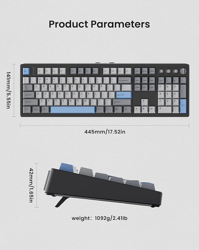 Kisnt KN104 Wireless Mechanical Gaming Keyboard, 100% Full Size 104 Keys - Image 9