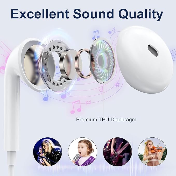 2 Packs-for iPhone Headphones Wired Earbuds/Earphones Nosie Reduction Built-in - Image 3