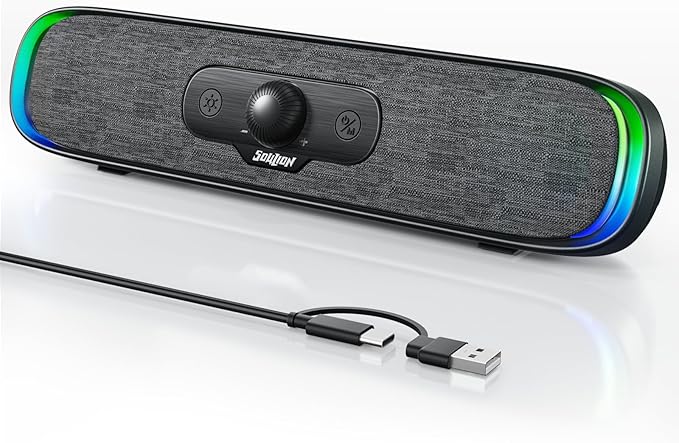 SOULION R200 Bluetooth Computer Speakers, Compact PC Speakers, USB C/USB Plug & by SOULION