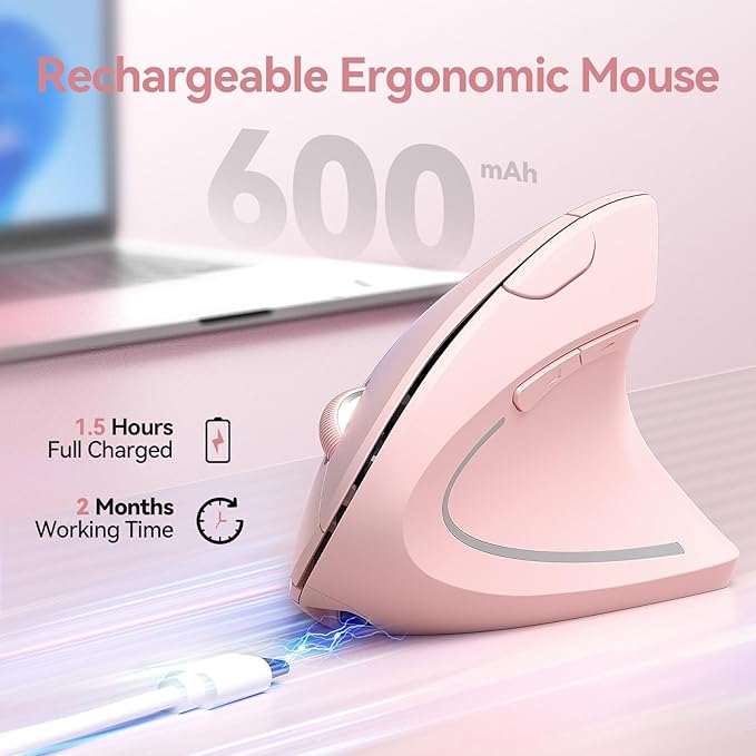 TECKNET Ergonomic Mouse Wireless, Rechargeable Mouse Wireless Silent - Image 3