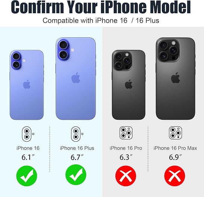 AGVEE 3+3 6 Pack for iPhone 16 6.1" / 16 Plus 6.7" Camera Lens Cover Protector - Image 2