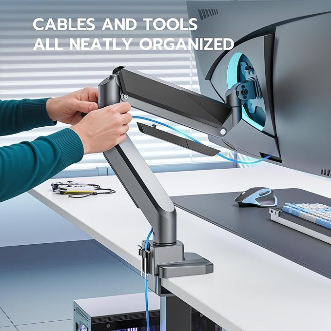 ARES WING Single Monitor Arm, Heavy Duty Adjustable Monitor Arm - Image 5