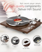 Record Player for Vinyls Turntables Wireless Output Connectivity Belt-Drive 33 - Image 7