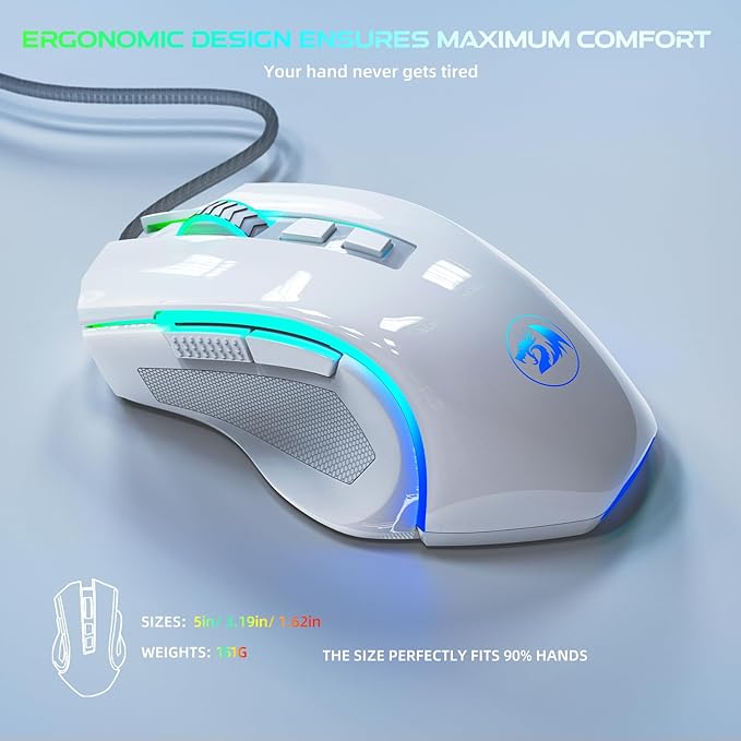 Redragon M602 Gaming Mouse, Ergonomic RGB Gaming Mouse Wired - Image 4