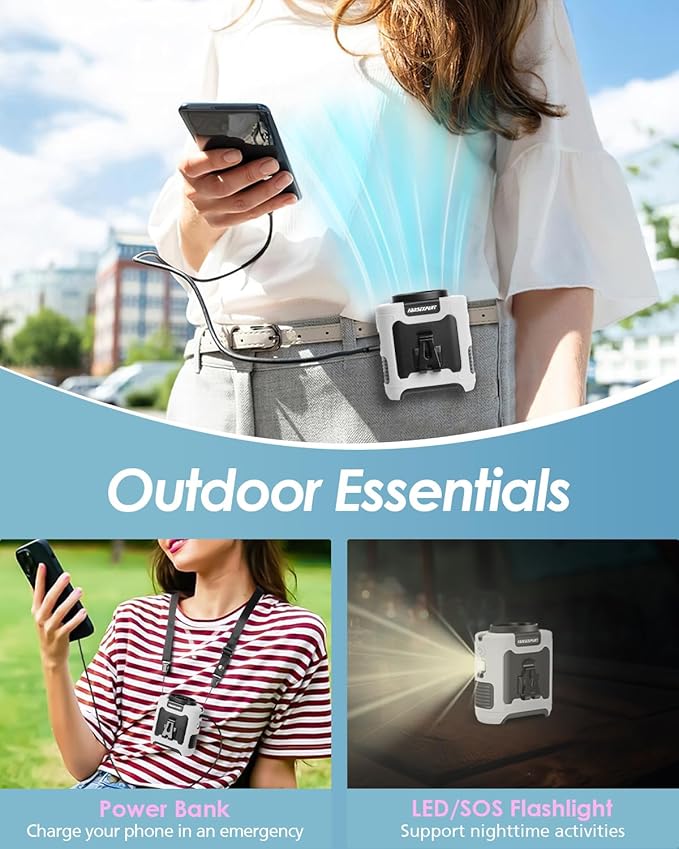 Portable Waist Fan Clip on, Personal Wearable Belt Fan 10000mAh Rechargeable - Image 4