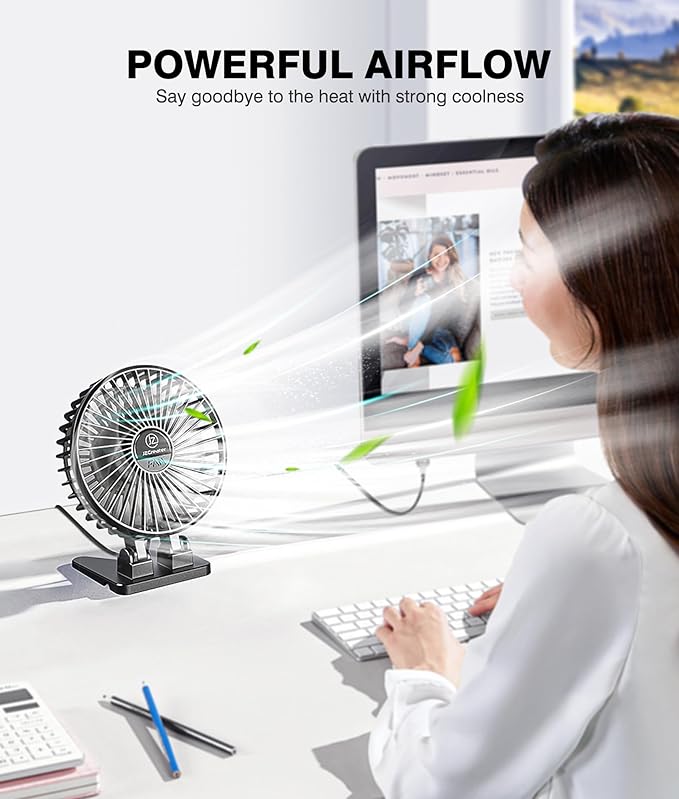 JZCreater USB Desk Fan, Mini Portable, 3 Speeds - Image 2
