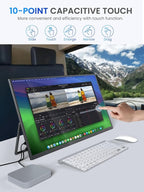 UPERFECT 22" 2K QLED Portable Touchscreen Monitor w/VESA & 180° Adjustable Stand - Image 3