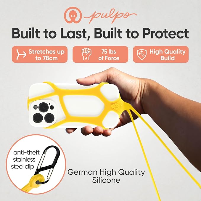 Pulpo Safety Cell Phone Lanyard Yellow Fits Smartphones 6.1" to 6.8” - Image 5