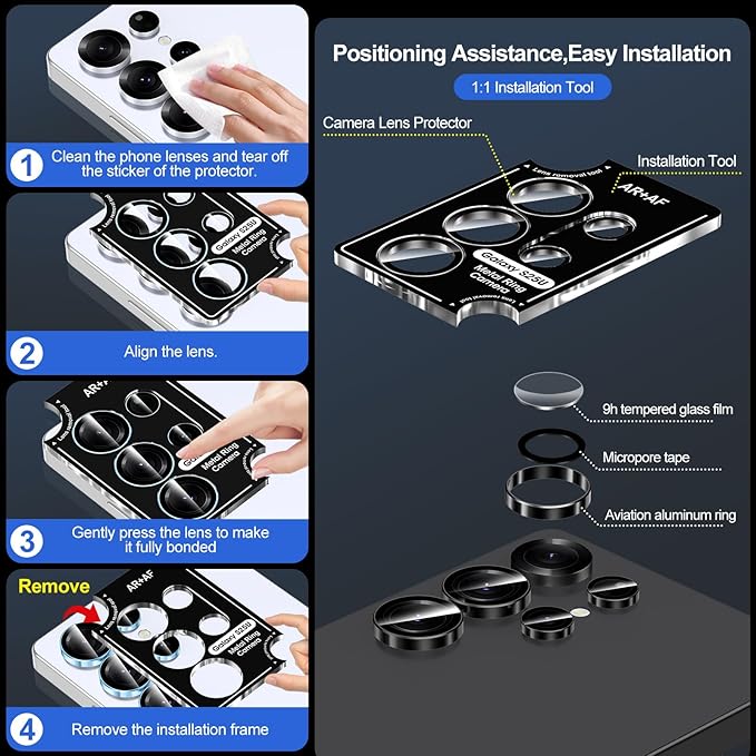 for Samsung Galaxy S25 Ultra Camera Lens Protector, Individual Metal Ring - Image 6