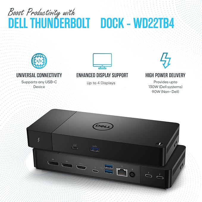 WD22TB4 Dell Thunderbolt 4 Dock 40Gbps USB-C/USB-A 1 Year Warranty - Image 3