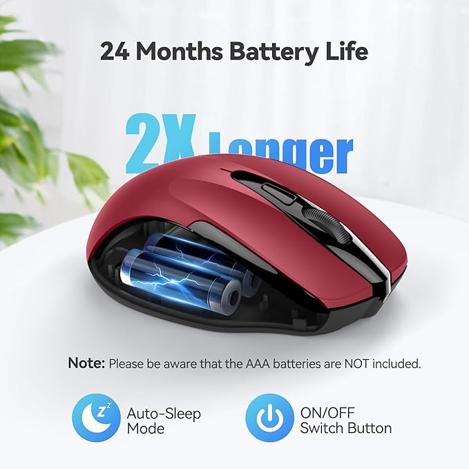 TECKNET Wireless Mouse, 2.4G Ergonomic Optical Mouse, Computer Mouse - Image 6