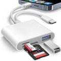SD Card Reader for iPhone iPad Built-in Dual Cords Card Reader by AkHolz