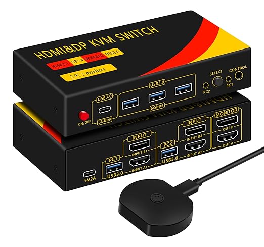 DP hdmi kvm Switch 2 Monitors 2 Computers Display Port, kvm Switch displayport by newiedkvm