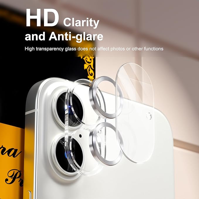 beuxece for 6 Pack iPhone 16 / iPhone 16 Plus Camera Lens Protector 9H Tempered - Image 7
