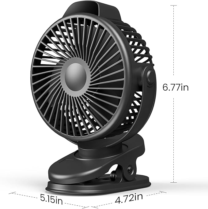Koonie Portable Clip On Fan, Small USB Fan Battery Operated, 3 Speed - Image 7