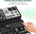 Audio Mixer 4 Channel Sound Mixer Console, Professional Music Mixing Board DJ - Image 3