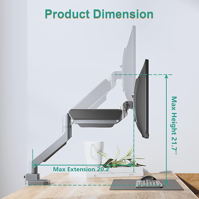 WALI Ultrawide Monitor Arm for 13 to 49 Inch Heavy Duty Curved Screens - Image 3