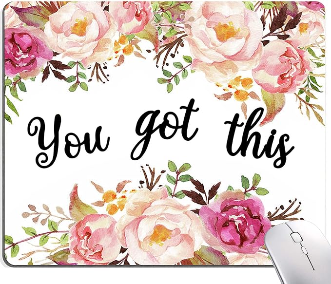 Hokafenle Mouse Pad Motivational, Cute Floral Mouse Pad by Hokafenle