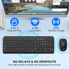 Wireless Keyboard and Mouse Combo, Full-Size Silent Ergonomic Keyboard and - Image 2