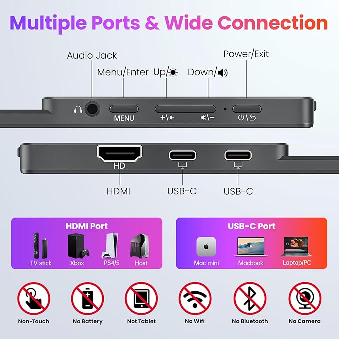 Portable Monitor 15.6 Inch FHD 1080P HDR IPS Travel Monitor - Image 5