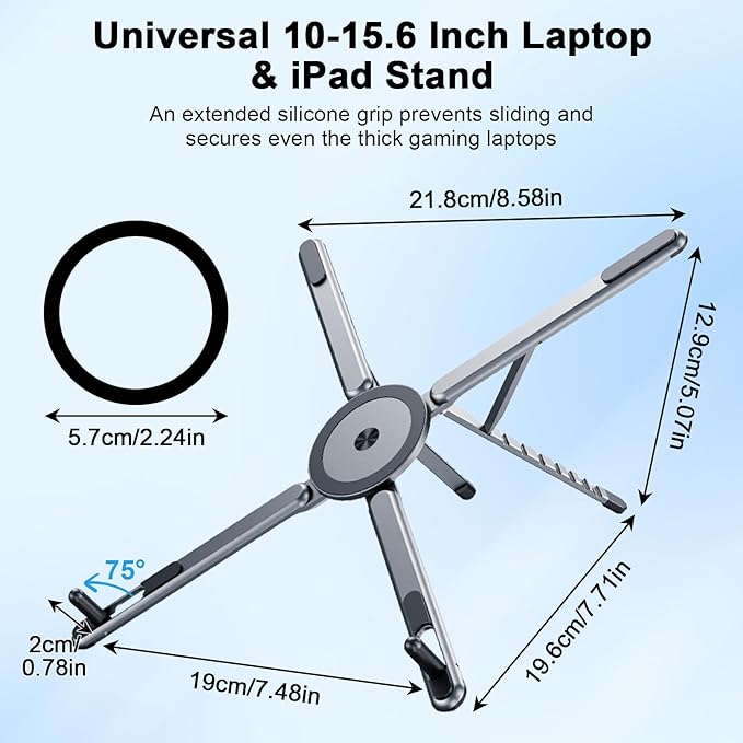 Foldable Laptop Stand for Desk, All-in-One Portable Holder for Laptop, Phone & - Image 2