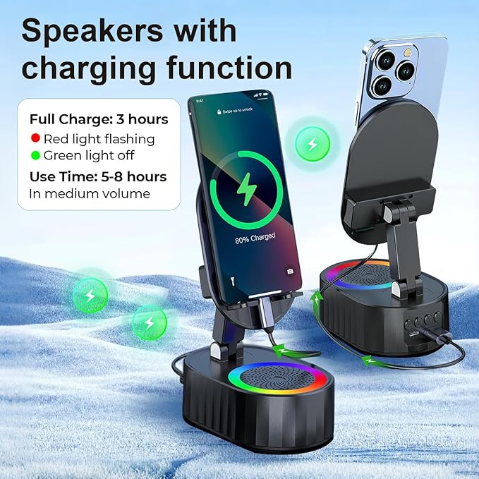 Wireless Induction Audio Bluetooth Speaker 5in1 Phone Holder Emergency - Image 4