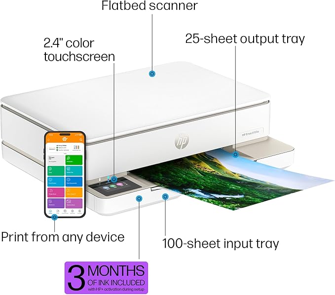 HP Envy 6155e Wireless All-in-One Color Inkjet Printer, Duplex Printing - Image 4