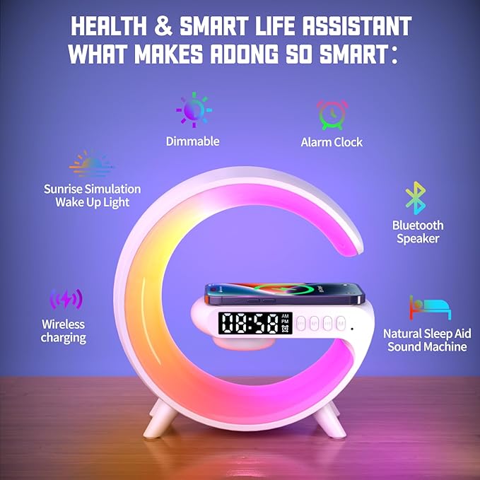 Mini LED Table Lamp with 4-in-1 Wireless Charger, Night Light, Sunrise Alarm - Image 2