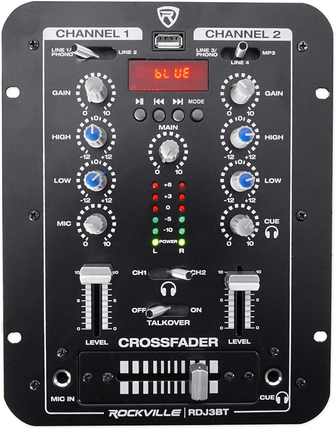 Rockville RDJ3BT 2 Channel DJ Mixer by Rockville