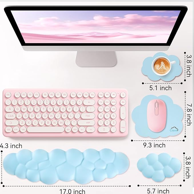 Cloud Wrist Rest for Computer Keyboard, 4-in-1 Memory Foam Leather Cloud - Image 7