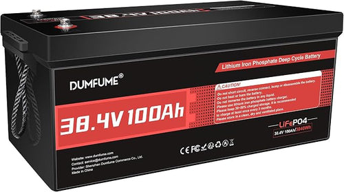 38.4V 100Ah LiFePO4 Lithium Battery Built-in 200A BMS & 15000 Cycles, 3840W by Dumfume