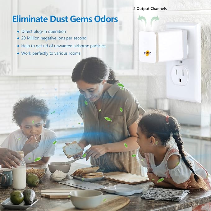 evron Plug-In Air Ionizer for Home & Travel, 20 Million Negative Ions/sec - Image 5