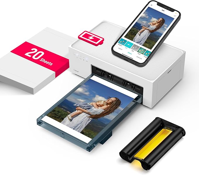 Liene White M200 4x6'' Photo Printer Battery Edition, Wireless Photo Printer by Liene