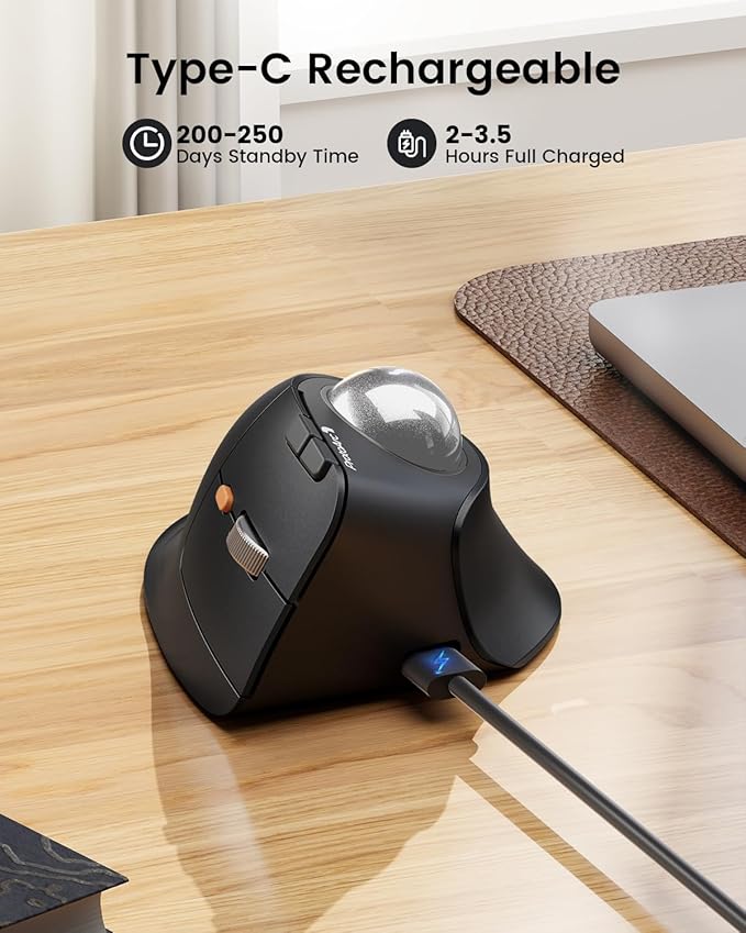 ProtoArc Vertical Wireless Trackball Mouse, EM05 NL Bluetooth Ergonomic - Image 7