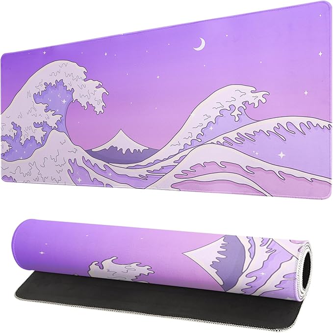Purple Japanese Sea Wave Gaming Mouse Pad by Siski